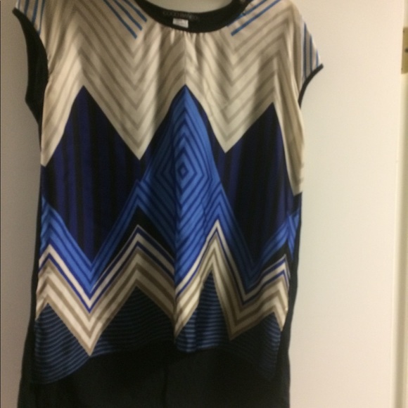 Ladies  sleeveless blue black tan top 7% spandex - Picture 1 of 2